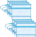6 Pack Mesh Zipper Pouch Bags, Double Layer Nylon Pouch with Handle for Office Travel Organization (Blue, A5)