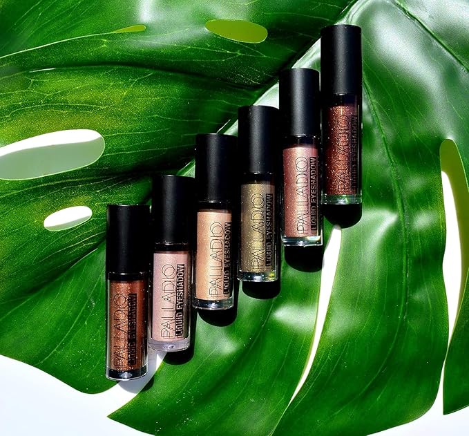 Palladio Liquid Eyeshadow, creamy shimmery formula that instantly adheres to the eyelid with flexible applicator wand for over 8 hours of smudge and crease-proof wear (Sunstone)