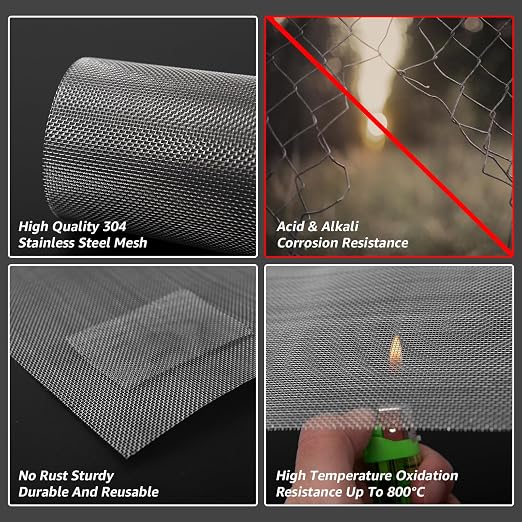 16x40 Inch Wire Mesh Roll, 20 Mesh Stainless Steel Mesh, Never Rust Sturdy - Image 3