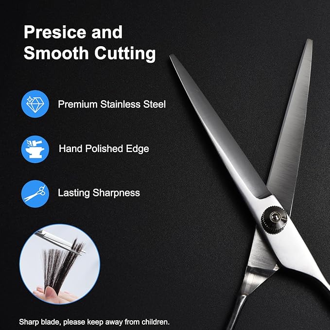 Hair Cutting Scissors, 6.5" Stainless Steel Barber Haircut Shears for Men/Woman, Professional Trimming Scissors Kit for Salon and Home Use, Sharp Edge for Precise Cutting