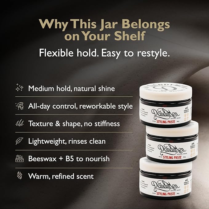 Styling Paste – Medium Hold with Flexible Control and Natural Shine – Enriched with Beeswax & Pro-Vitamin B5 – 3.4 oz (1-pack, Tobacco Vanilla)