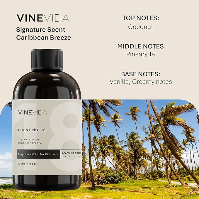 VINEVIDA Caribbean Breeze Fragrance Oil for Cold Air Diffusers - Gallon(128 Fl Oz) - Essential Oils for Diffuser Oil Refill & Air Freshener Room Spray