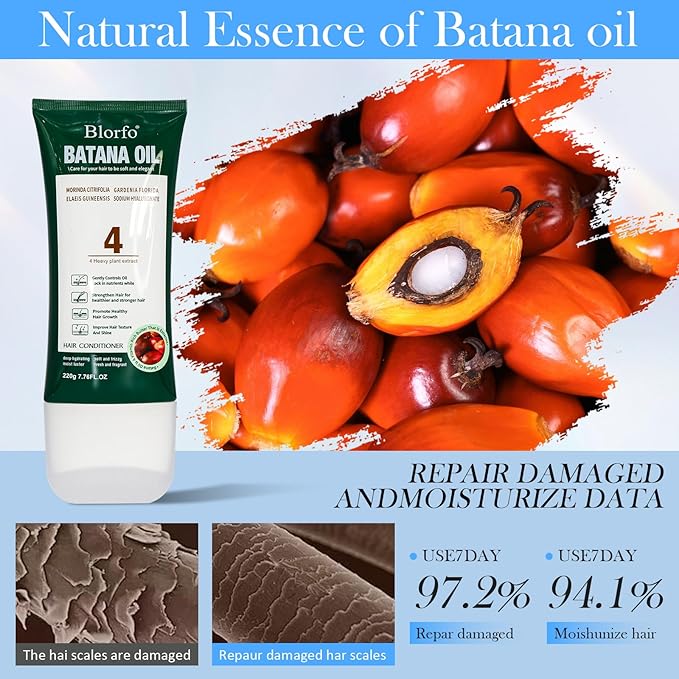 Batana Oil for Hair Growth – 100% Pure Organic & Raw Batana – Promotes Thicker, Stronger Hair, Helps Prevent Hair Loss – Natural for Men & Women – 7.76 oz