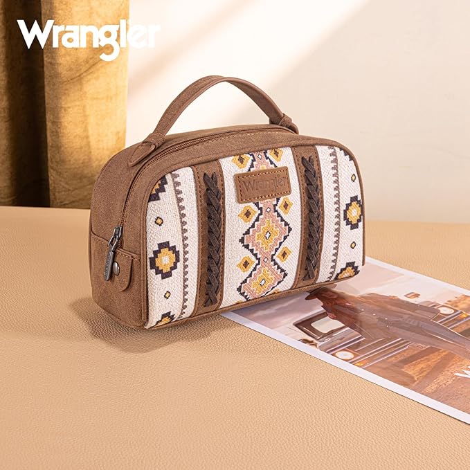 Montana West Wrangler Makeup Bags for Women Portable Aztec Toiletry Bag Southwestern Travel Cosmetic Organizer for Gift