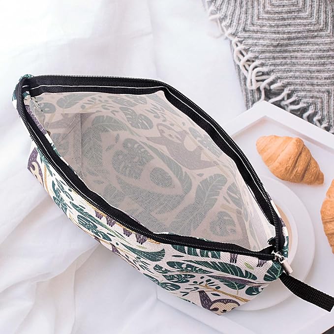 Cute Animal Lovers Gifts Tropical Sloth Cosmetic Bag Makeup Pouch with Zipper (sloth)