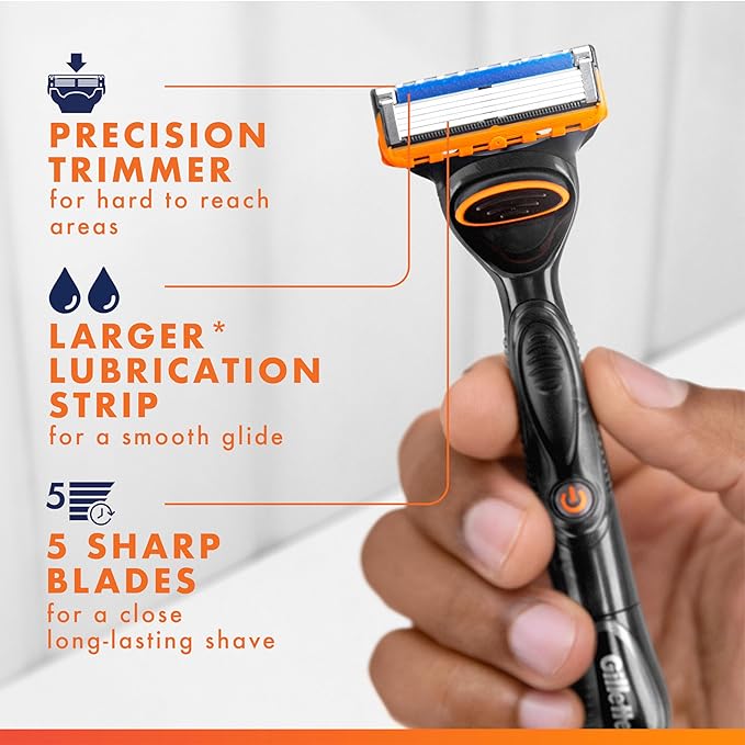 Gillette Fusion5 Power Razor Refills for Men, 10 Razor Cartridges, Larger Lubrication Strip, Precision Trimmer, 5-Blade Razor Blades for Close Shave
