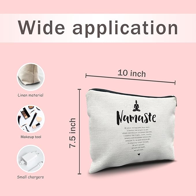 Nogrit Yoga Gifts: Namaste Mindfulness Zen Makeup Bag for Women, Yoga Lovers