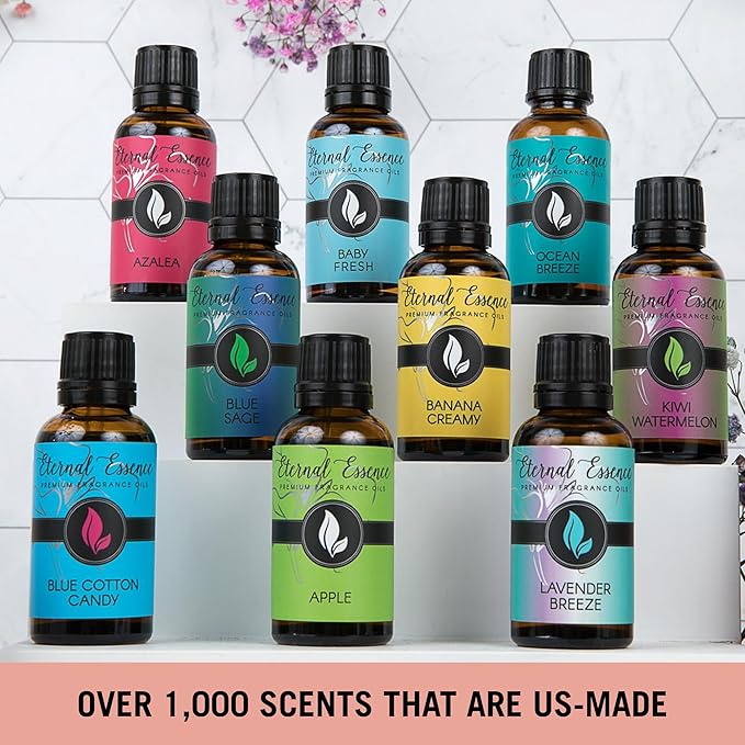 Eternal Essence Oils Afternoon Tea Set of 6 Premium Fragrance Oils - Includes Green Tea, Black Fig & Honey, Cucumber, Lemon Sugar, Vanilla and Coconut Cream Scented Oils - 10ML