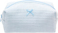 PAZIMIIK Cozy Makeup Bag Travel Cosmetic Bag for Women Soft Toiletry Bag Aesthetic Makeup Organizer Portable Large Zipper Pouch for Skincare Beauty Accessories Brushes Waffle Check Blue
