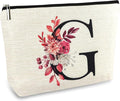 Initial A-Z Personalized Floral Makeup Bag, Monogrammed Birthday Gifts for Women Mom, Mothers Day Christmas Gift Ideas for Best Friend, Bride Bridesmaid, Her, Grandma, Small Travel Cosmetic Bag (G)