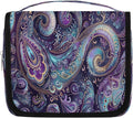 Travel Toiletry Bag for Women & Men Ethnic Purple Paisley Hanging Cosmetic Organizer Portable Waterproof Makeup Case Make Up Bag with Compartments Travel Essentials for Bathroom Shower