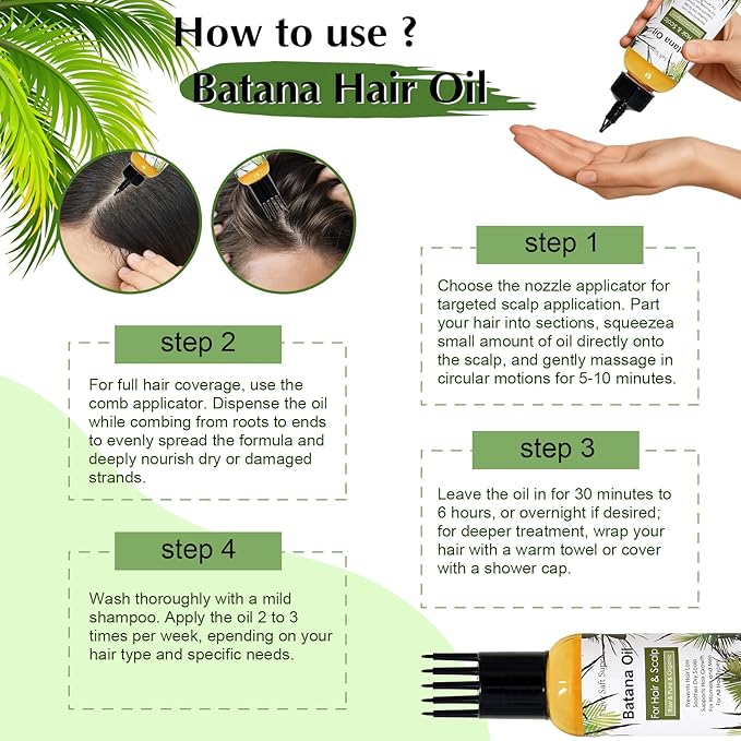 Batana Oil for Hair Growth - Dr. Sebi 100% Raw Natural Batana Oil, Care for Hair thickness Stronger 4 FL Oz