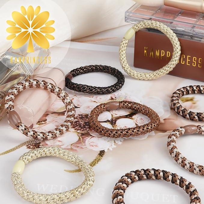 20Pcs Hair Ties For Thick Hair, Strong Stretchy Hair Bands For Women Girls, No Slip Braided Hair Ties No Damage, Ponytail Holders-Exceptionally Secure with Gentle Hold (Set 2)