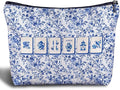 Blue and White Chinoiserie Mahjong Makeup Bag, Mahjong Gifts for Women Cosmetic Bags, Gifts for Mah Jong Players Lovers Makeup Zipper Pouch
