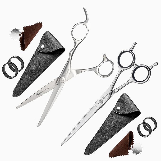 Fagaci Professional Hair Cutting Scissors 6” Super Sharp Thin Blades, 440C Steel for Maximum Precision Hair Scissors for Women & Men, Lightweight Hair Shears for Hair Cutting, Barber Scissors