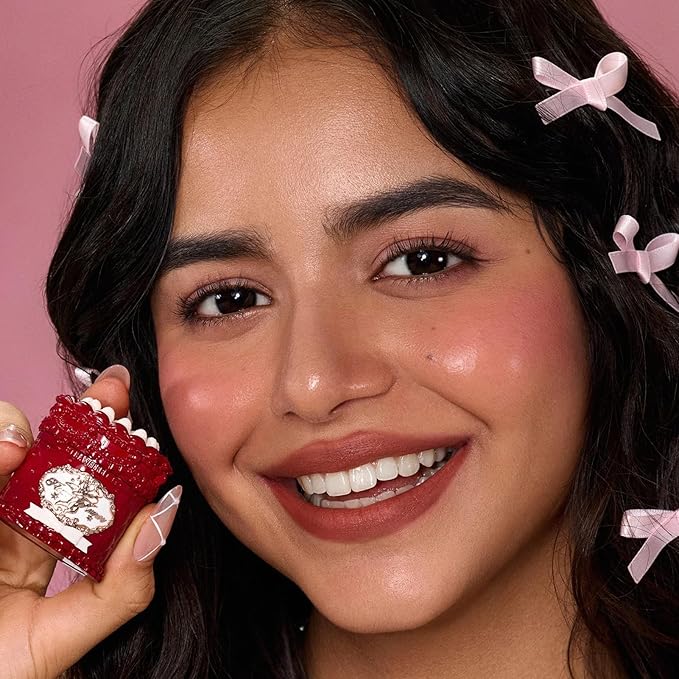 Flower Knows Strawberry Cupid Cake Lip Cream,Velvety-Smooth Matte Liquid Lipstick,Hydrating,Smudge-proof & Stain-Free Lip Stain(V07 Fig,0.17 Fl Oz)