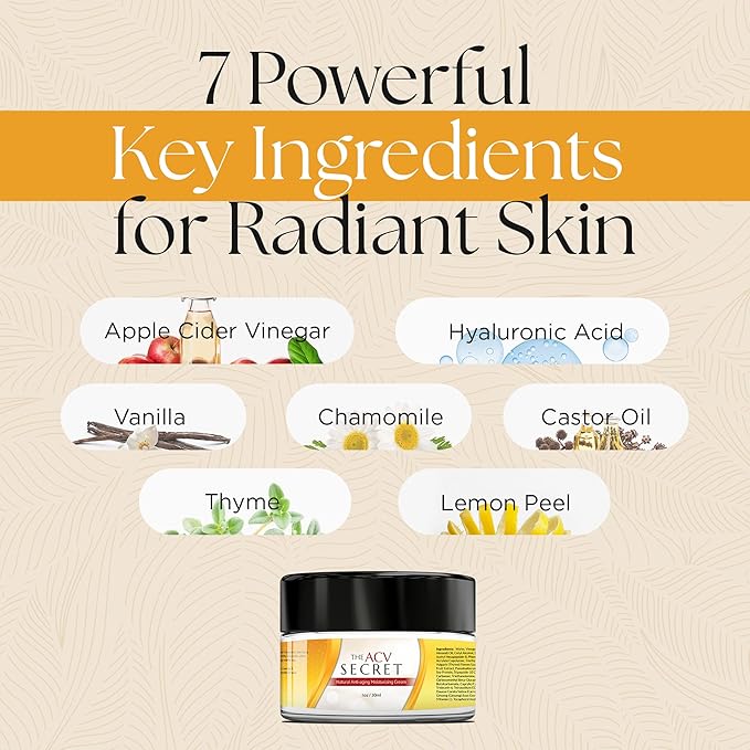 UpWellness The ACV Secret Skin Moisturizer - Hydrating Cream with Apple Cider Vinegar, Hyaluronic Acid, Castor Oil, and More - Protect and Restore Skin - Physician Formulated - 30 ml