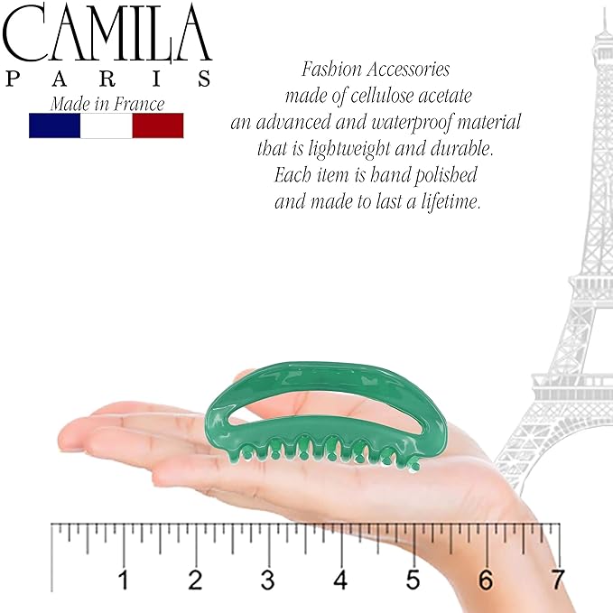 Camila Paris CP2581 French Hair Clip for Women, Green, Girls Hair Claw Clip Jaw Fashion Durable and Styling Hair Accessories for Women, Luxury Ladies Strong Hold No Slip Grip Clamp, Made in France