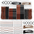 Bobby Pins Set Brown/Black – Mixed Color Kit with Bobby Pins, Snap Clips & Spiral Pin, for Women & Girls, Ideal for Updos, Buns, Parties & Weddings