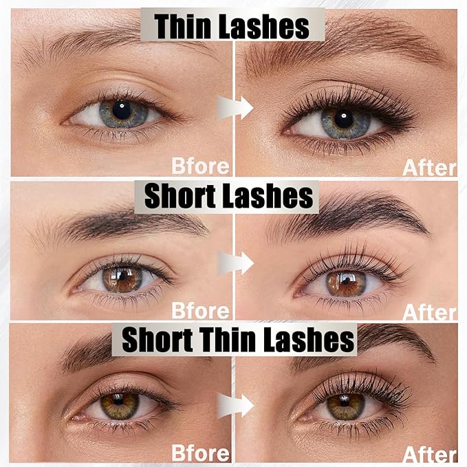 2 PCS Iron Wand Mascara, Metal Wand Mascara, 3D Curling Metal MascaraWand, Clump-Free, Waterproof & Smudge-Proof Formula For Naturally Long, Thick Lashes