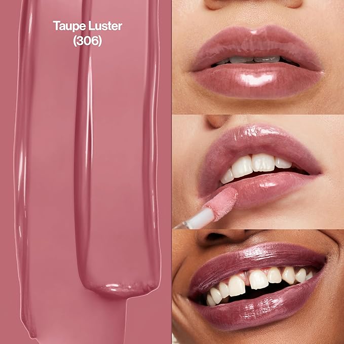 REVLON Super Lustrous Lip Gloss, Non-Sticky, Hydrating, High Shine Finish, 306 Taupe Luster, 0.13 oz (Pack of 2)