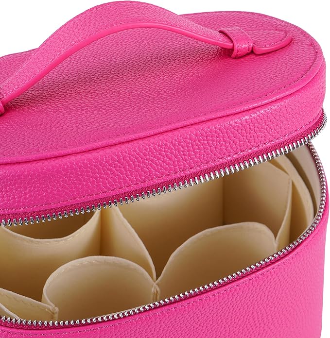 Makeup Bag Vanity Case Cosmetic Bag with Removable Divider Travel Toiletry Bag for Women Portable Make up Box Organizer, Rose