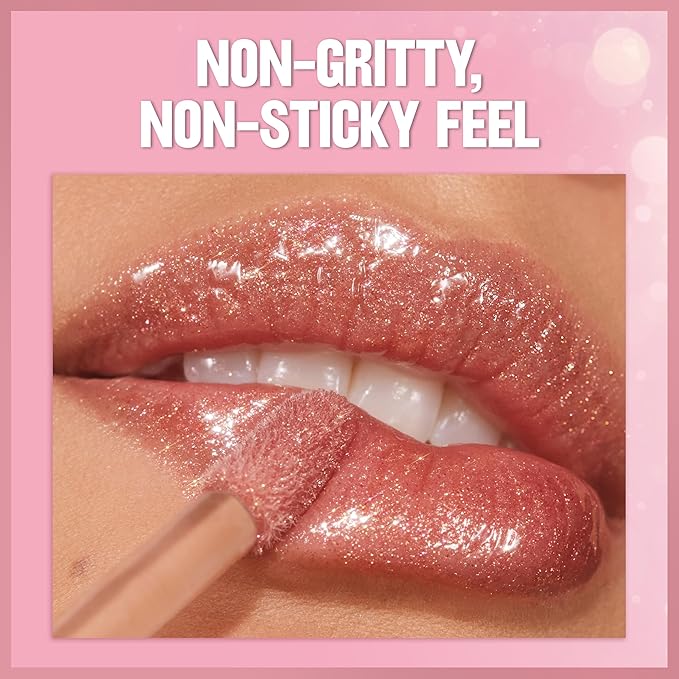 REVLON Super Lustrous Glimmer Gloss, Non-Sticky Lip Gloss, High-Shine Finish, Plant-Based Glitter, 001 Diamond Drama, 0.13 fl oz