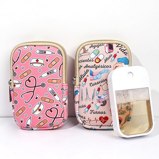 COOKOOKY 2 Pack Hand Sanitizer Spray Case Compatible with Touchland, Hand Sanitizer Holder, Mini Zippered Pouch, Small Makeup Bag for Women Friends Girls Gifts Idea