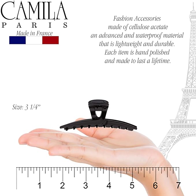 Camila Paris CP2661 French Hair Clip for Women, Narrow, Strong Hold Grip Double Teeth Girls Hair Claw Clips Jaw, Fashion Durable Styling Hair Accessories for Women, Made in France