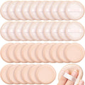 40 Pcs Cotton Powder Puffs Bulk Washable, 2.36 Inch Round Makeup Dusting Powder Puff with Ribbon for Face Body Cosmetic, Beige