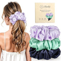 3Pcs Satin Hair Scrunchies, Large Sleepy Hair Tie Scrunchie for Thick Curls Ponytail Holders Stocking Stuffers Gifts for Women Girls