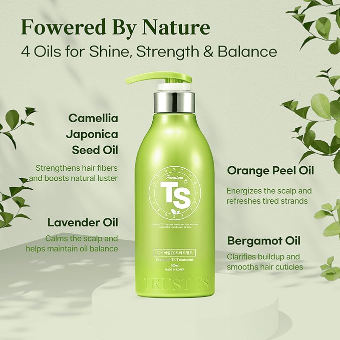 TS Premium TS Treatment | Korean Hair Care with Argan Oil & Shea Butter | Repairs Damaged, Weak Hair | Soothes Scalp Discomfort with Natural Plant Extracts (16.9 Fl Oz)