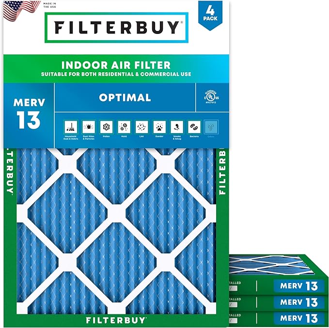 Filterbuy 17.5x23.5x1 Air Filter MERV 13 Optimal Smoke & Allergy Defense by Filterbuy