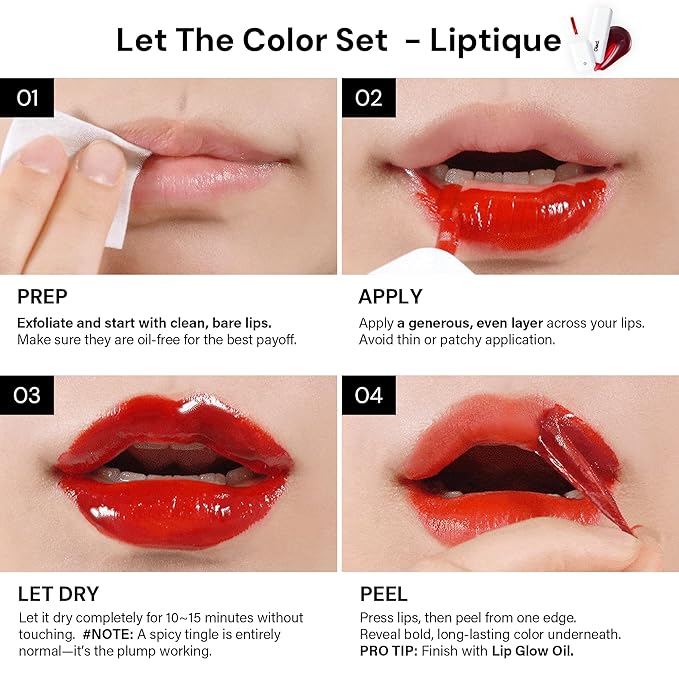 Liptique Korean Lip Stain Peel Off - 24 Hour Long Lasting Lip Tattoo, Waterproof & Transfer Proof, Nourishing & Hydrating Lip Tint for Women, Instant Plumping Lip Tints Peel Off (008 BROWYY)