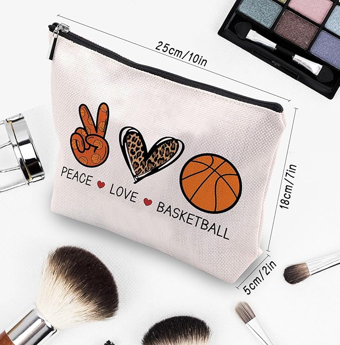 Basketball Gifts for Women - Cosmetic Bag Gifts for Players, Fans & Friends - Travel Makeup Pouch