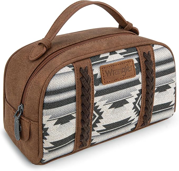 Montana West Wrangler Makeup Bags for Women Portable Aztec Toiletry Bag Southwestern Travel Cosmetic Organizer for Gift