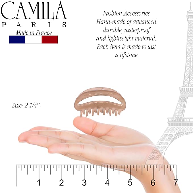 Camila Paris CP3078 French Hair Clip for Women, Beige, Girls Hair Claw Clip Jaw Fashion Durable and Styling Hair Accessories for Women, Luxury Ladies Strong Hold No Slip Grip Clamp, Made in France