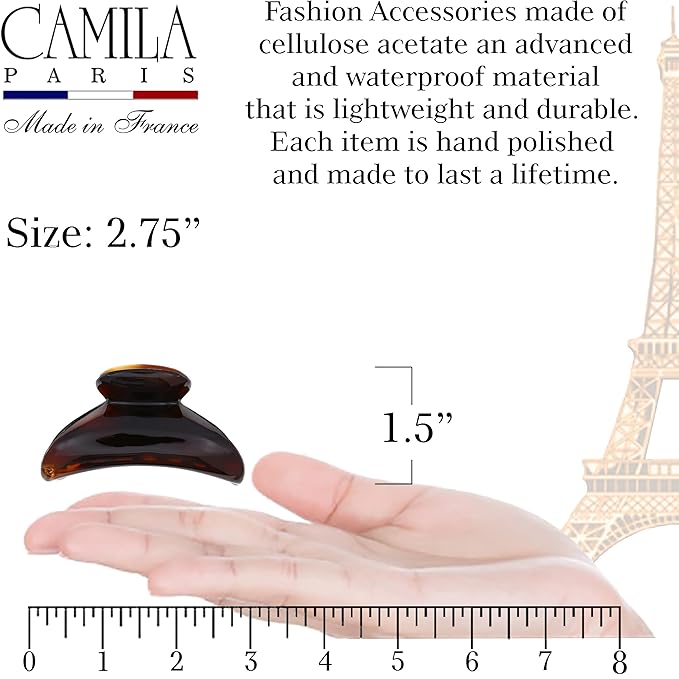 Camila Paris MP3 French Hair Clip for Women, Girls Hair Claw Jaw. Tortoise Shell Fashion Durable and Styling Hair Accessories for Women, No Spring Grip Link System, Strong Hold No Slip, Made in France