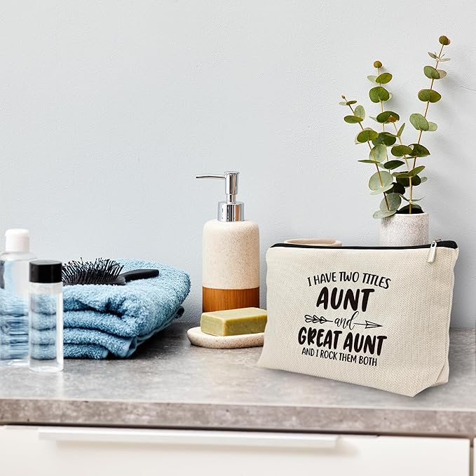 huester Great Aunt Gifts Makeup Bag, Mothers Day Gifts for Great Aunt Make Up Bag, Great Auntie Gifts, Aunt and Great Aunt Cosmetic Bag Travel Makeup Make Up Pouch Gifts for Aunt Great Auntie Purse