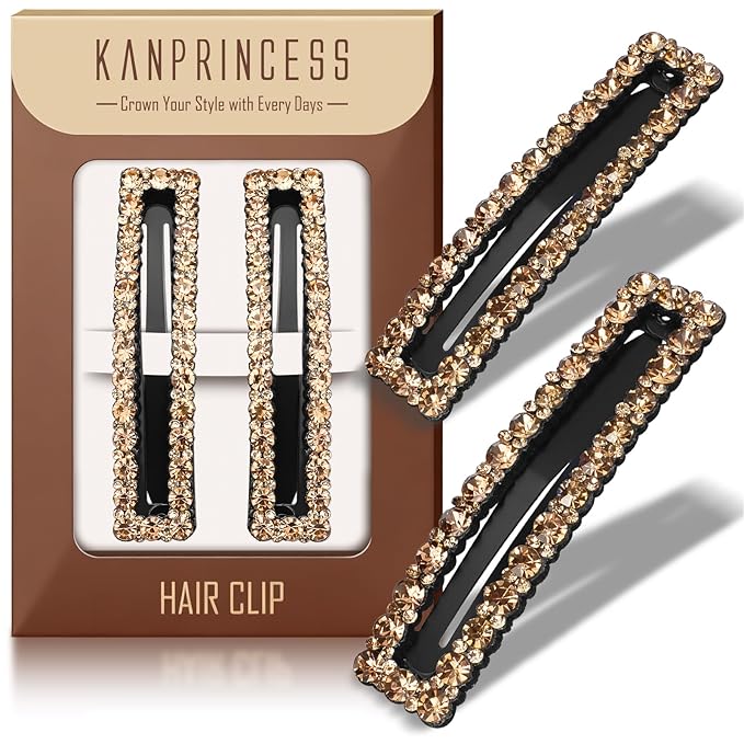 Rhinestone and Crystal Hair Clips 2-Pack, Sparkly Barrettes & Elegant Bling Accessories for Women & Girls(Set4)