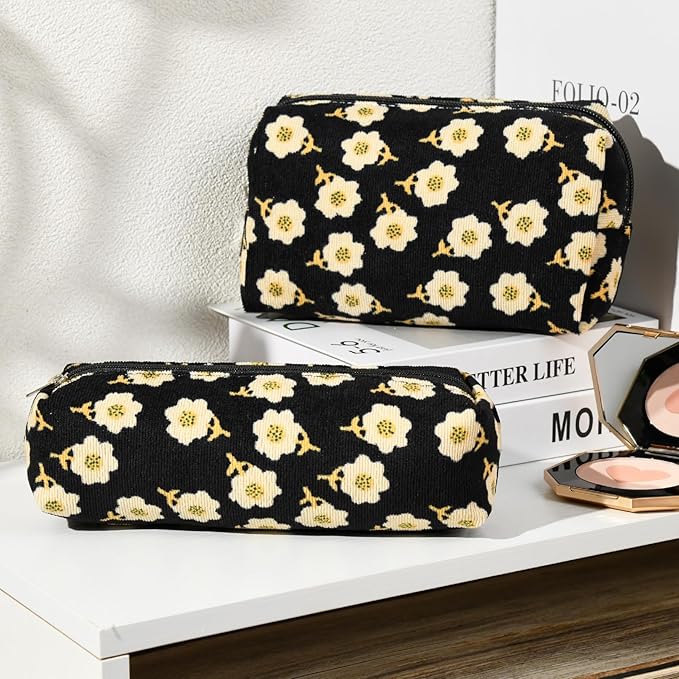 SOIDRAM Floral Cosmetic Bag - Large Capacity Makeup Bag and Brush Storage Travel Organizer