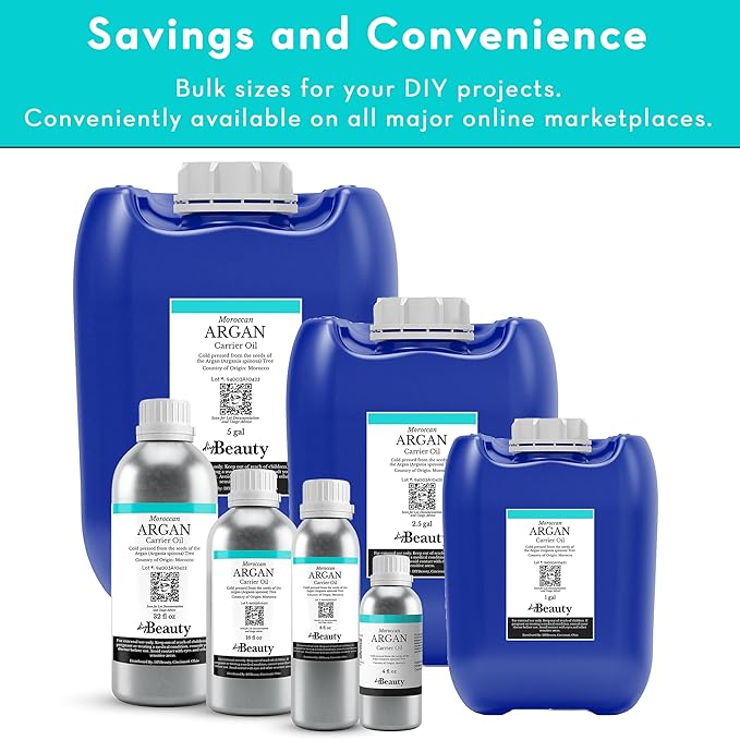 Bulk Argan Oil - Large 2.5 Gallon Jerrican - Natural, Cold Pressed, 100 Percent Pure Argan Oil for Homemade Hair, Face and Skin Products - Light Aceite de Argan Carrier Oil