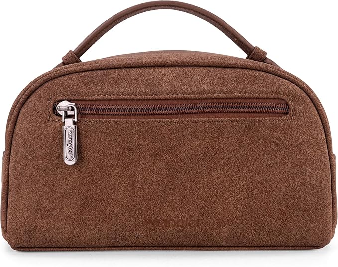 Montana West Wrangler Makeup Bag for Women Small Cosmetic Toiletry Bags Western Make Up Pouch Durable Cute Travel Purse, Dark Pink