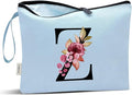 Vavabox A-Z Personalized Makeup Bag, Birthday Gifts for Women Mom, Gifts for Best Friend, Bride Bridesmaid Cosmetic bag (Z, Blue)