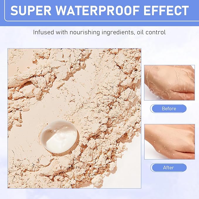 Maycheer Face Powder, Maycheer Setting Powder, Lasting Waterproof Pressed powder Compact, Oil Absorbing Pressed Powders Compact for Face,Lightweight,Residue-Free(02 NATURAL BEIGE)