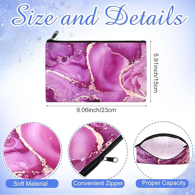 Hillban 36 Pcs Marble Makeup Bags Marble Gifts Cosmetic Bags for Women Travel Toiletry Pouch with Zipper Portable Organizer Pouch for Cosmetics Makeup Brushes, 12 Styles