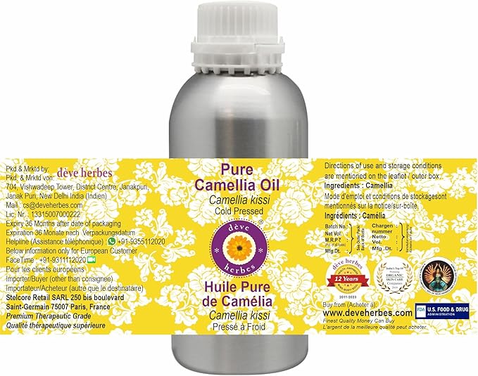 Greenwood Essential Pure Camellia Oil (Camellia kissi) Cold Pressed 630ml (21 oz)