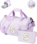 Birthday Gift for Grandkids, Girls Travel Duffle Bag, Kids Initial Overnight Duffel Bags with Shoe Compartment, Personalized Dance Bag with Cosmetic Pouch, Christmas Gift Ideas (Letter S)