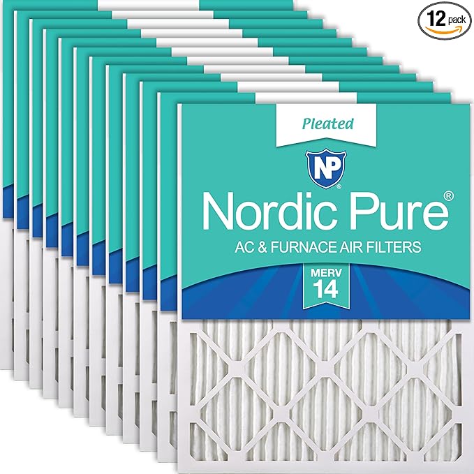 Nordic Pure 18x18x1 Pleated MERV 14 Air Filters 12 Pack by NordicPure