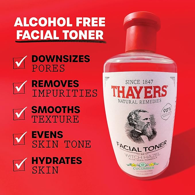 Thayers Alcohol-Free, Hydrating Cucumber Witch Hazel Facial Toner with Aloe Vera Formula, 8.5 Oz (Pack of 2)
